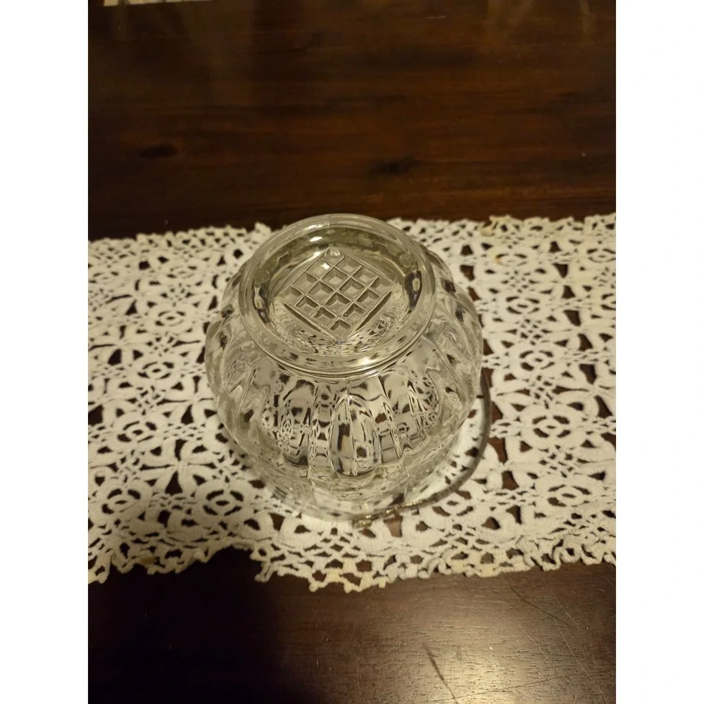 vintage glass ice bucket with hammered handle, Hollywood Regency